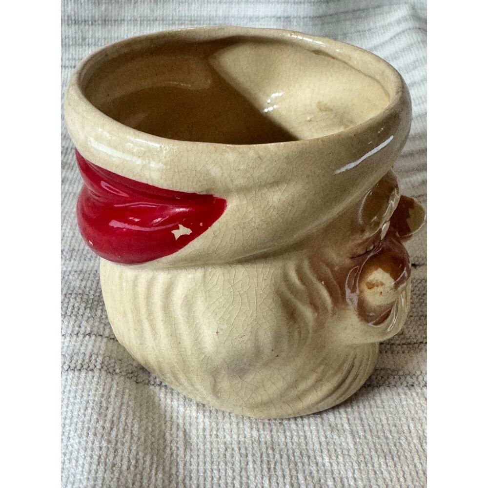 Vintage Santa Mug 1960-1970s Crackle Finish & Faded Paint Retro Christmas Decor - Picture 4 of 12